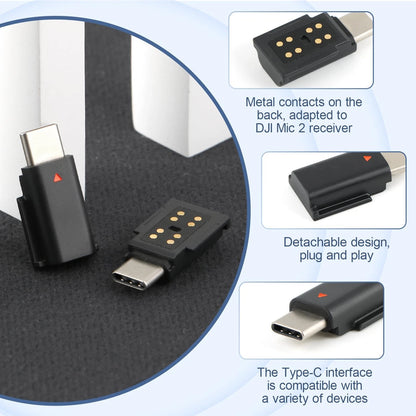 for DJI MIC 2 Adapter Type-C Phone Wireless Microphone Receiver Mic Black