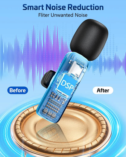 HONGJIEYUAN Pink Wireless Lavalier Microphone for iPhone & Android -