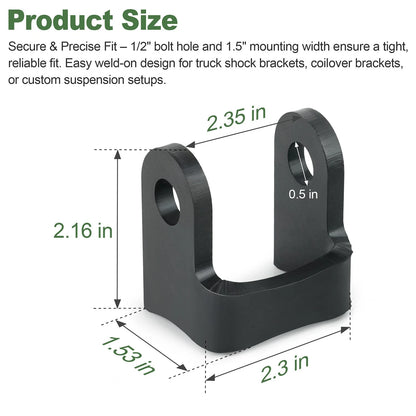 2 Pack - 3”Shock Bracket – 6mm HRP&O Steel, 1/2" Bolt Hole, Fits 1.75"–3" Tube