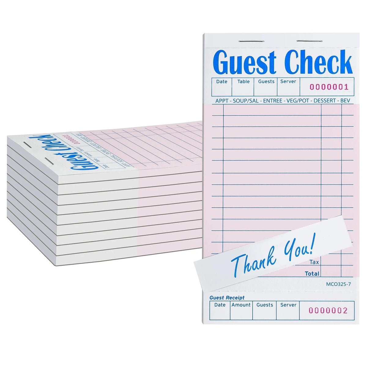 KitchenDine Guest Checks for Restaurants - 10 Pads with 50 6.75 x 3.5, Pink
