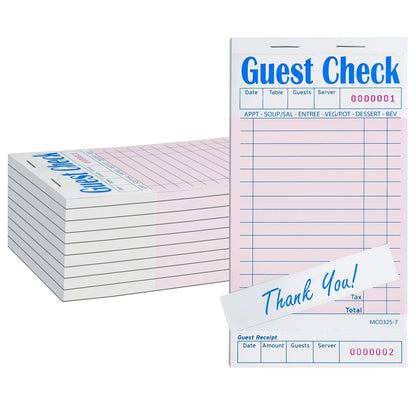 KitchenDine Guest Checks for Restaurants - 10 Pads with 50 6.75 x 3.5, Pink
