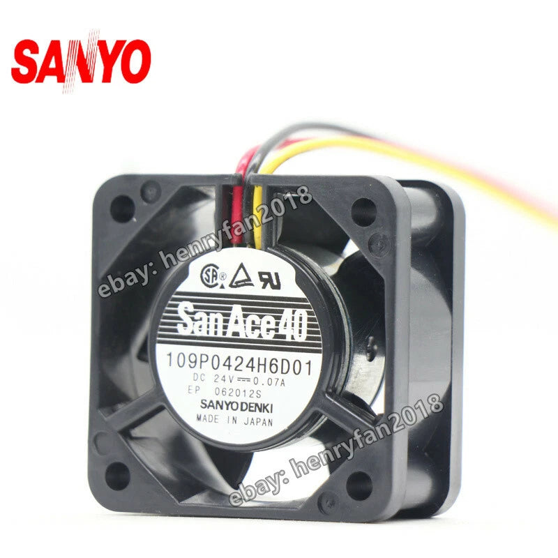 SANYO 109P0424H6D01 Fan 24VDC 0.07A 40*40*20MM 3-wires Fanuc Cooling Fan San Ace