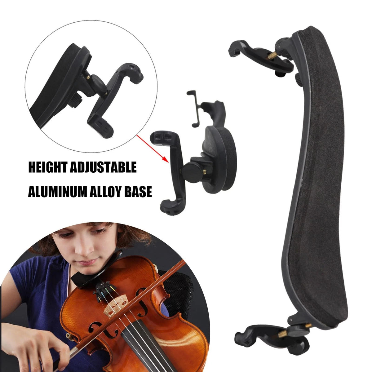 JUNYVIO Violin Shoulder Rest for 1/2 Size, Collapsible and Height Classic