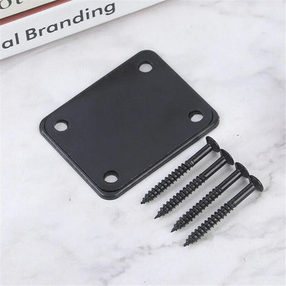 Black Electric & Cigar Box & Jazz Bass Guitar Neck Plate with 4 Screws E