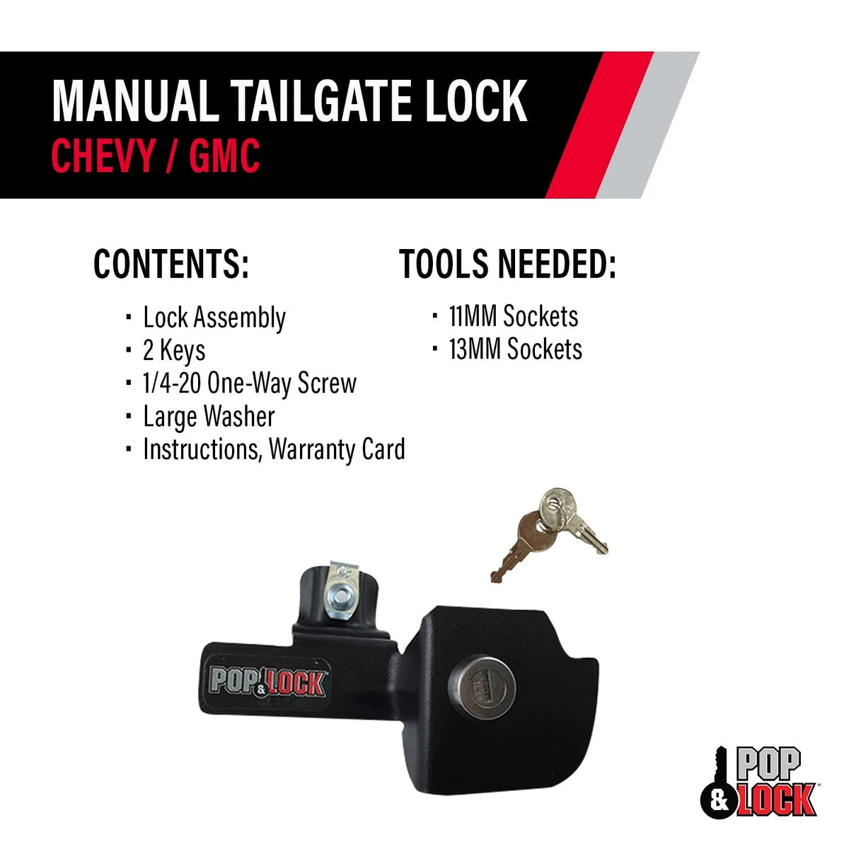 Pop & Lock – Manual Tailgate for Chevy Silverado and GMC Sierra, Black