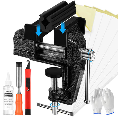 MoKo Golf Grip Kit, Club Regripping Kit with Bench Vise and Tapes Black