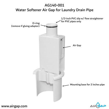 Water Softener Air Gap for installation in Washing Machine box with White