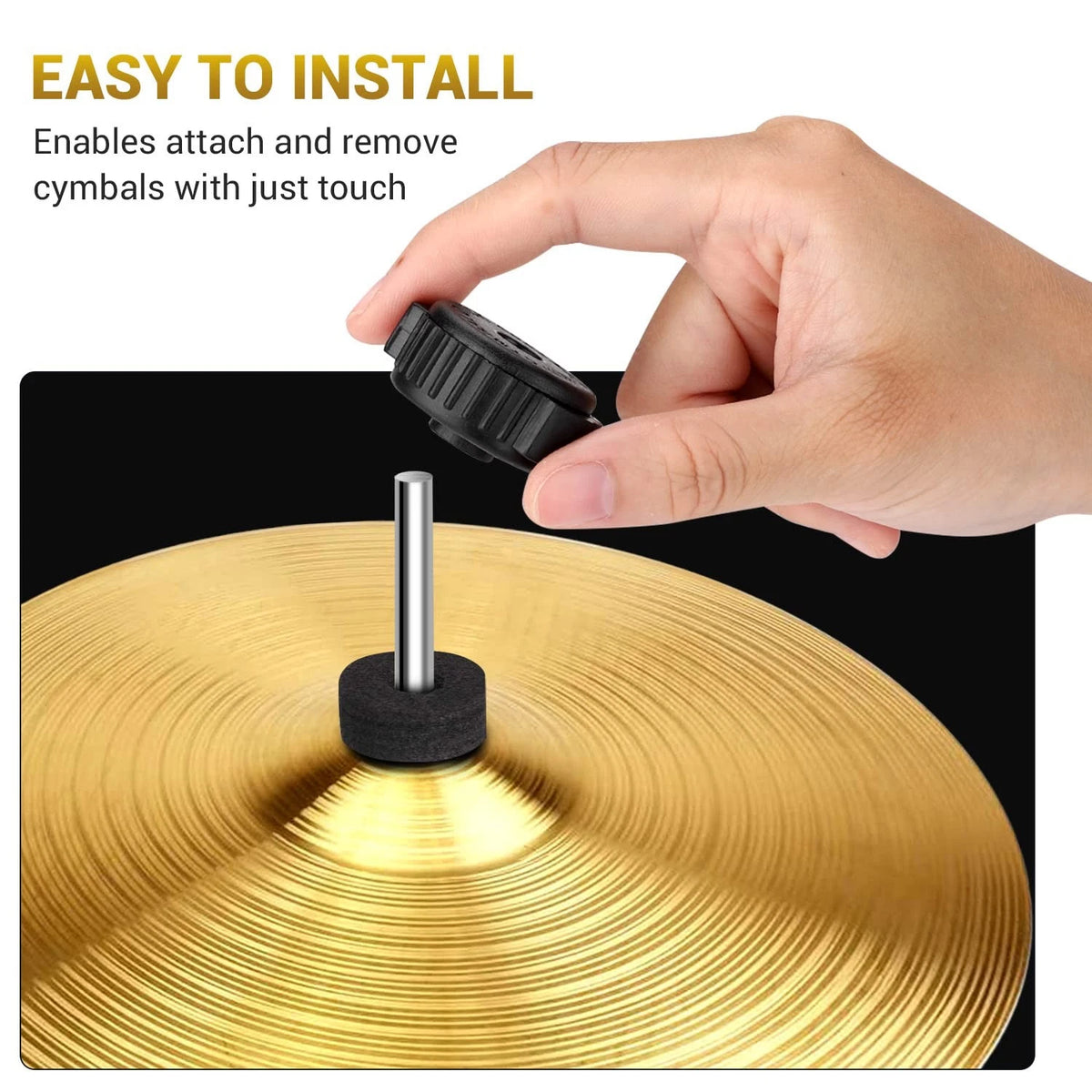 Facmogu 6PCS Black Plastic Cymbal Nuts, 8mm Quick-set Nut for