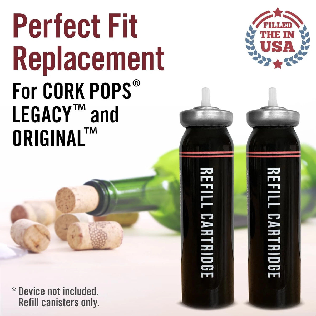 [2 Pack] Berkland Refill for CORK POPS® Wine Bottle Opener - 15 Grams, Black