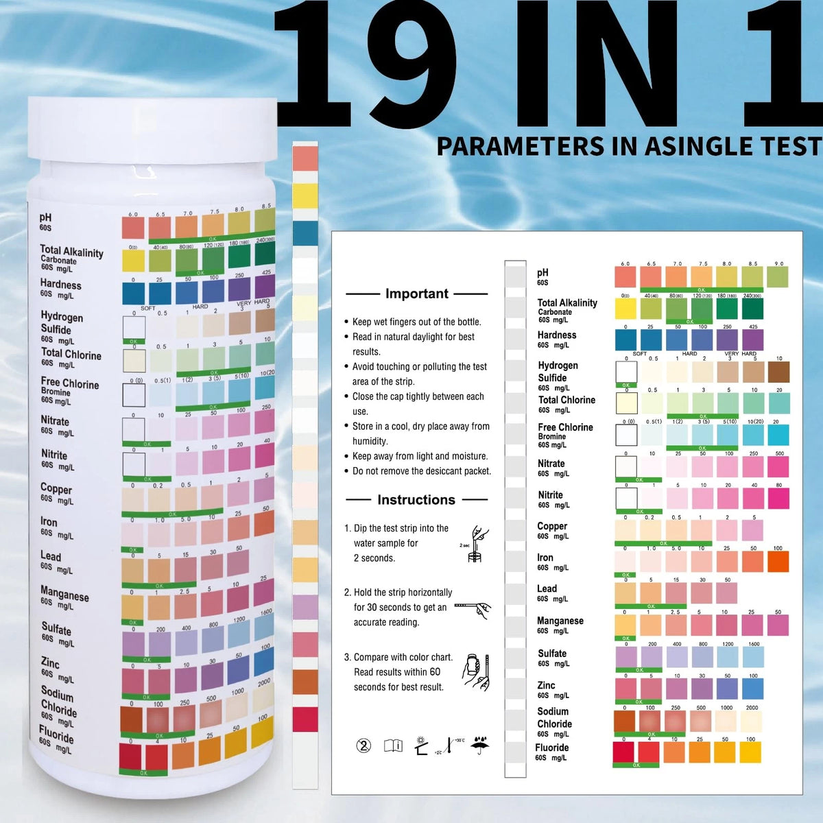 19 in 1 Drinking Water Test Strips, ASSURETST Quality Kit for Tap...