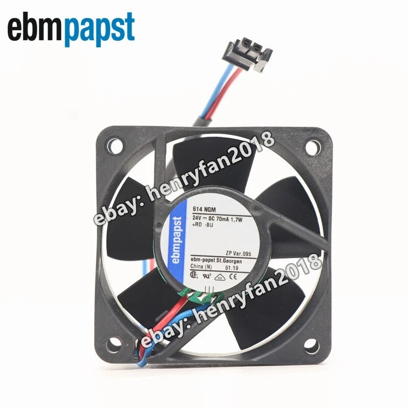 1pcs Ebmpapst Fan 614NGM Axial Fan DC 24V 1.7W  60*60*25MM 70mA Cooing Fan
