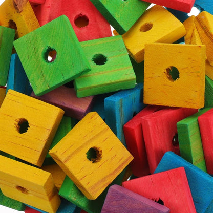 GANAZONO 100Pcs Parrot Wood Blocks Toys Wooden 3X3CM, Random Color