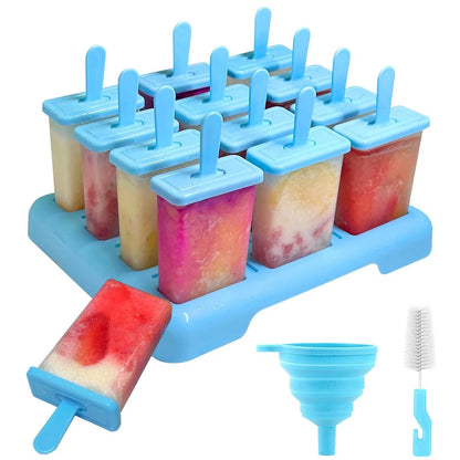 12 Cavities Popsicles Molds, Popsicle Molds with Built-in Large, 12
