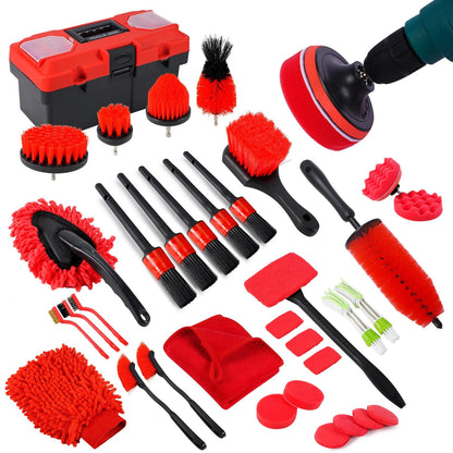 MIANYINGR 35Pcs Car Detailing Kit, Cleaning Kit and B：35PCS-R, Red