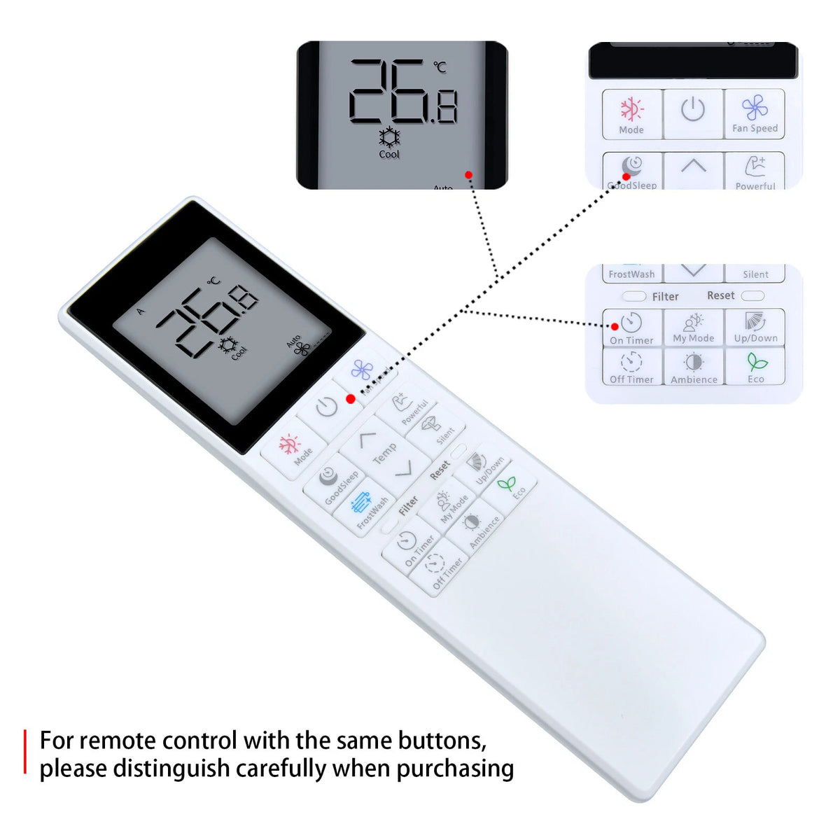 Remote Control For Hitachi Air Conditioning RC-AGU1ED0I RC-AGS1EA0E RAR-MOA6