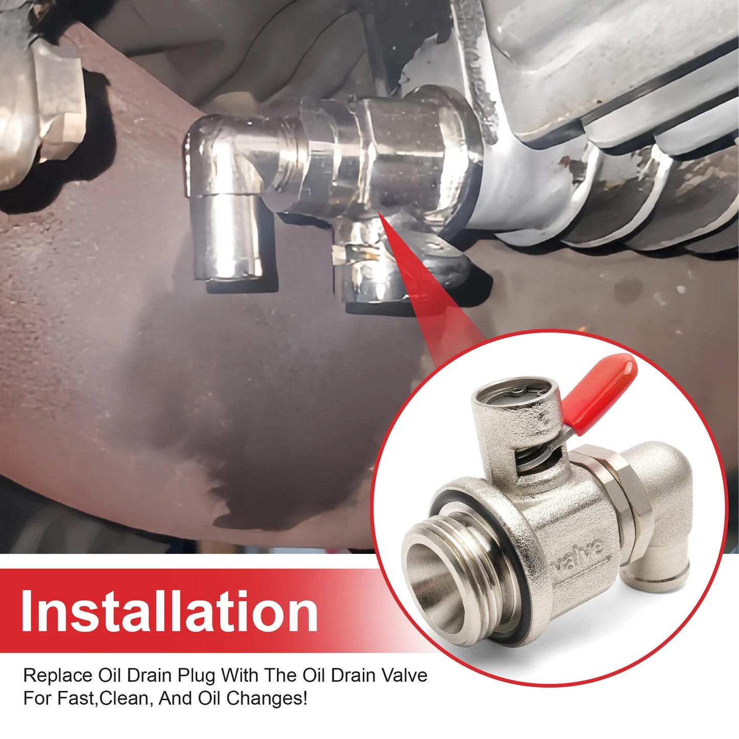 Engine Oil Drain Valve (27mm-2.0) & L-Shaped Hose End L-002 COMBO PACK