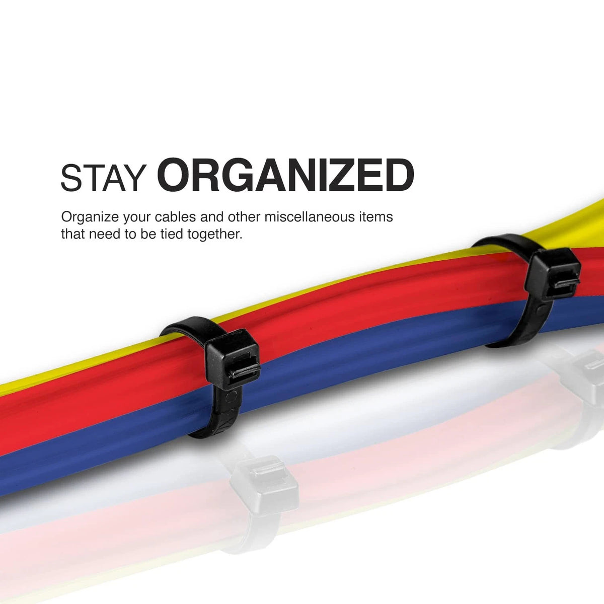 TR Industrial Multi-Purpose UV Resistant Black Cable Ties, 8 8",