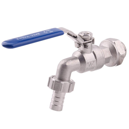 DERNORD Stainless Steel Ball Valve - 1/2 Inch 1/2" NPT to Barb Hose