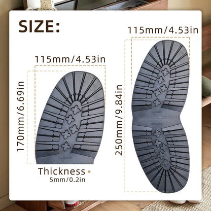 2 Pairs Rubber Half Replacement Soles, Anti-Slip Shoes Forefoot, Black