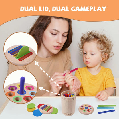 YHHYTOY Montessori Toys for 3 Year Old, Dual Play Wooden Medium, Multicolor