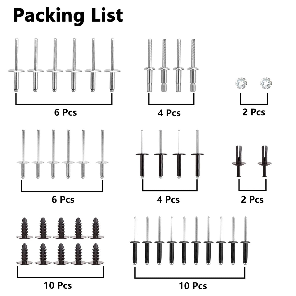 10L0L Golf Cart Complete Body Metal Rivet Hardware Kit for 1994+ EZGO TXT...