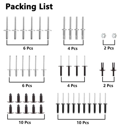 10L0L Golf Cart Complete Body Metal Rivet Hardware Kit for 1994+ EZGO TXT...