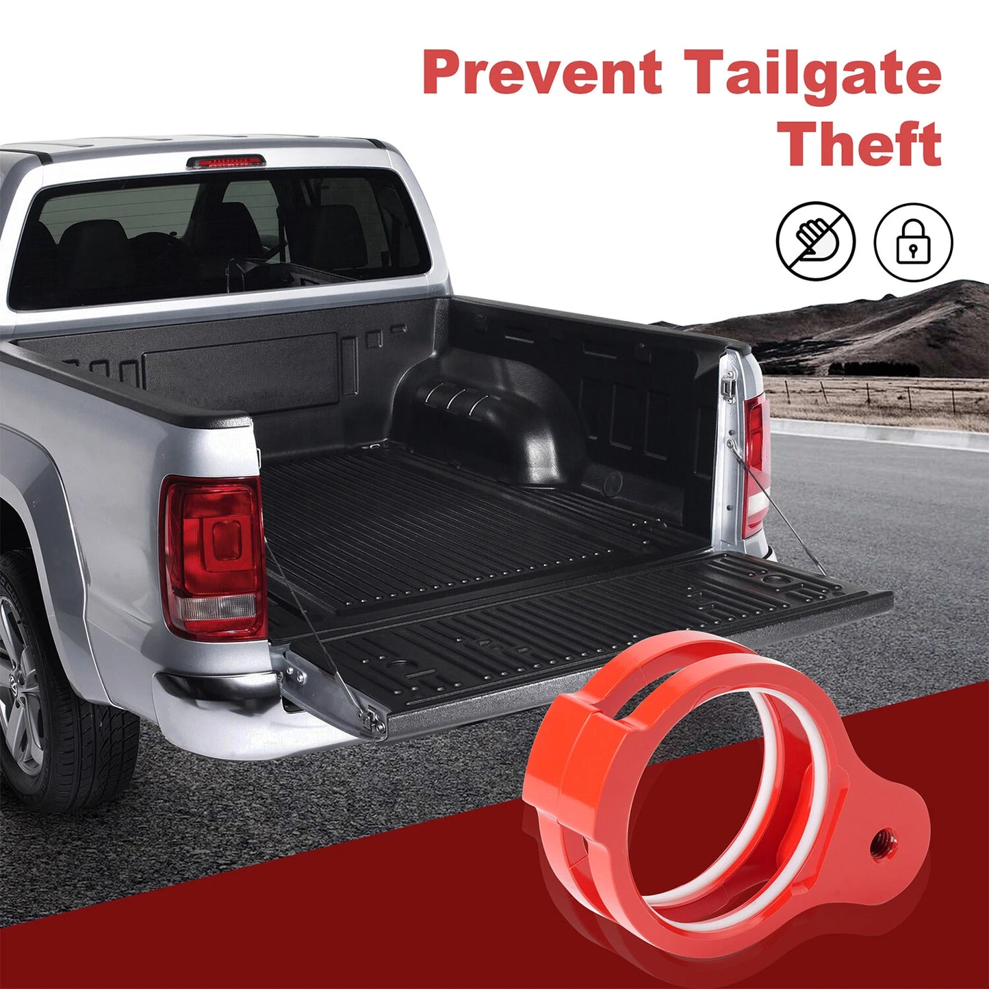Tailgate Anti-Theft Lock Fit for Toyota Tacoma 2005-2015 Truck Bed Tailgate Red