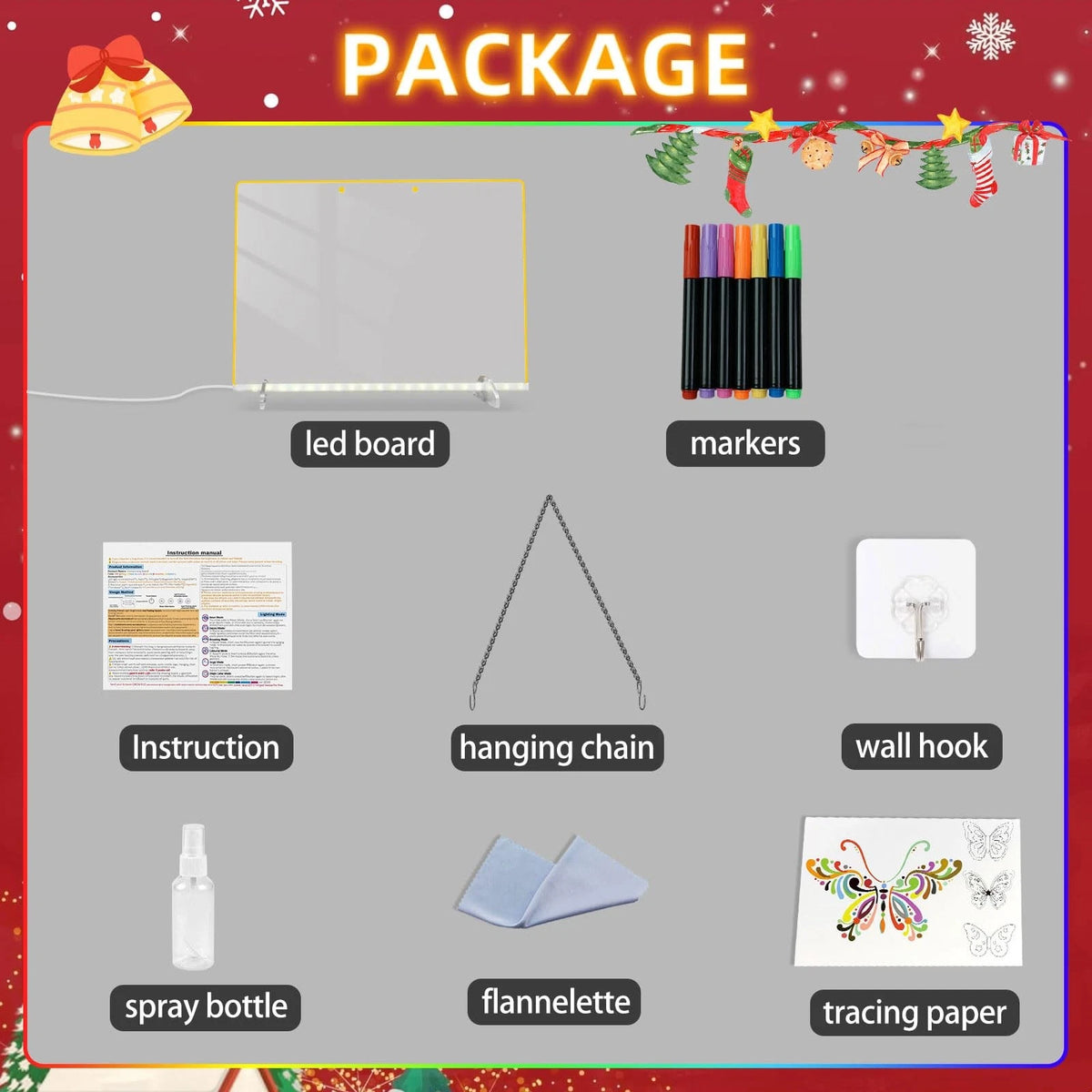 LED Note Board with 7 Colors, 13"x10" Led Drawing 13.7inch*10inch, White