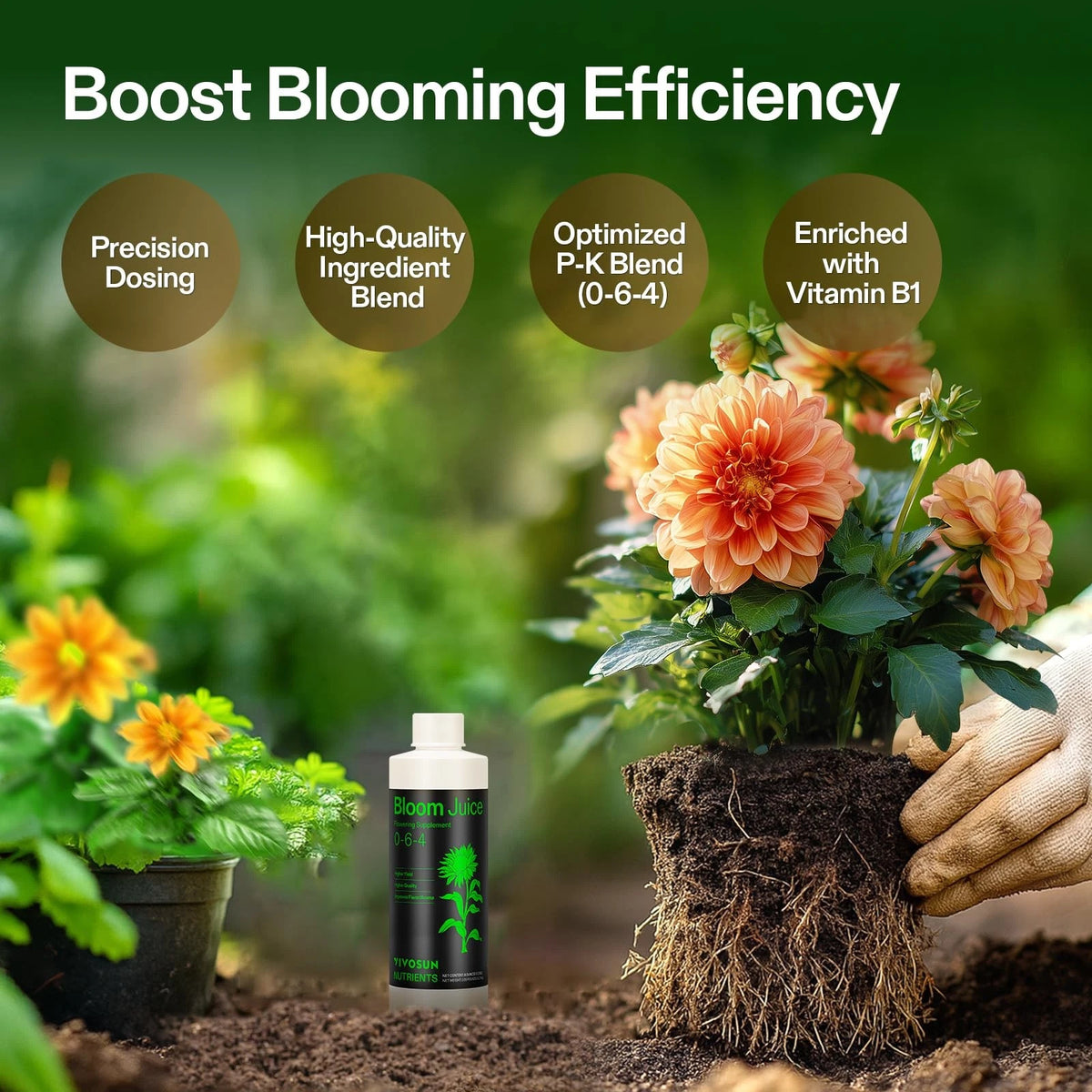 VIVOSUN Bloom Juice (0-6-4), Flowering Supplement Liquid Fertilizer 8 Ounce
