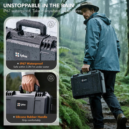 Lykus Titan MM510 Waterproof Hard Case 14.2 x 10.2 x 5.7 inches, Black