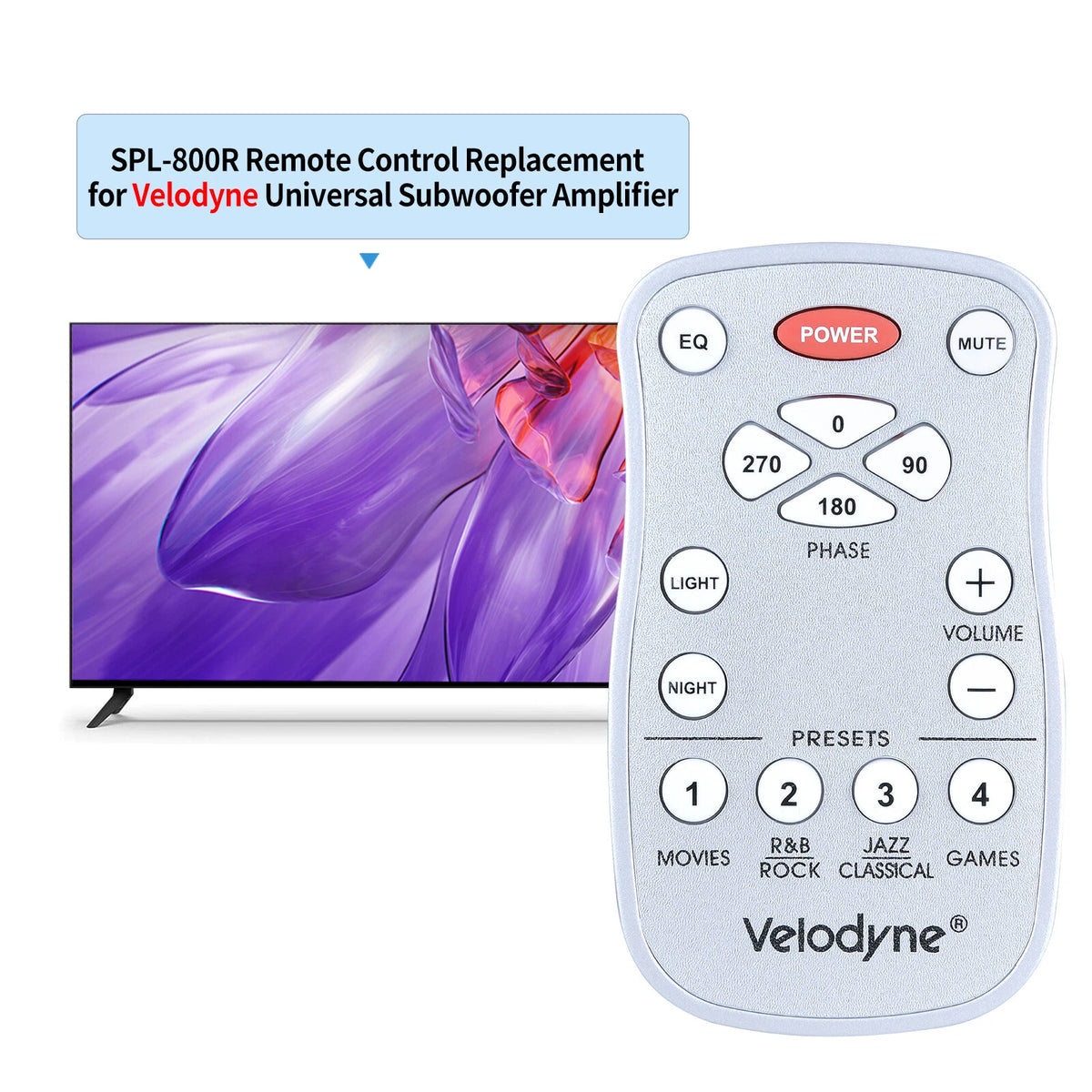 Replacement Remote Control For Velodyne SPL-800R DEQ-R EQ-MAX8 White