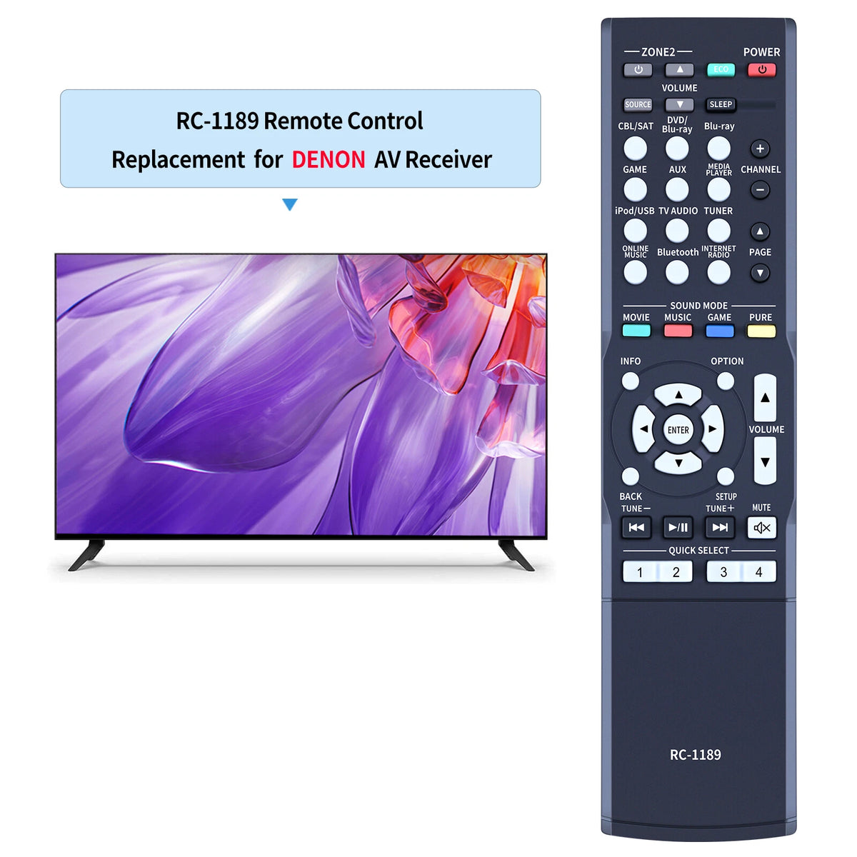 RC-1189 Remote Control For Denon AV Receiver AVR-S720W AVR-S700W AVR-X1100W