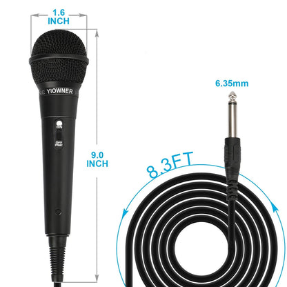 YIOWNER Wired Microphone, Karaoke Handheld Microphone for 9”x1.6”, Black