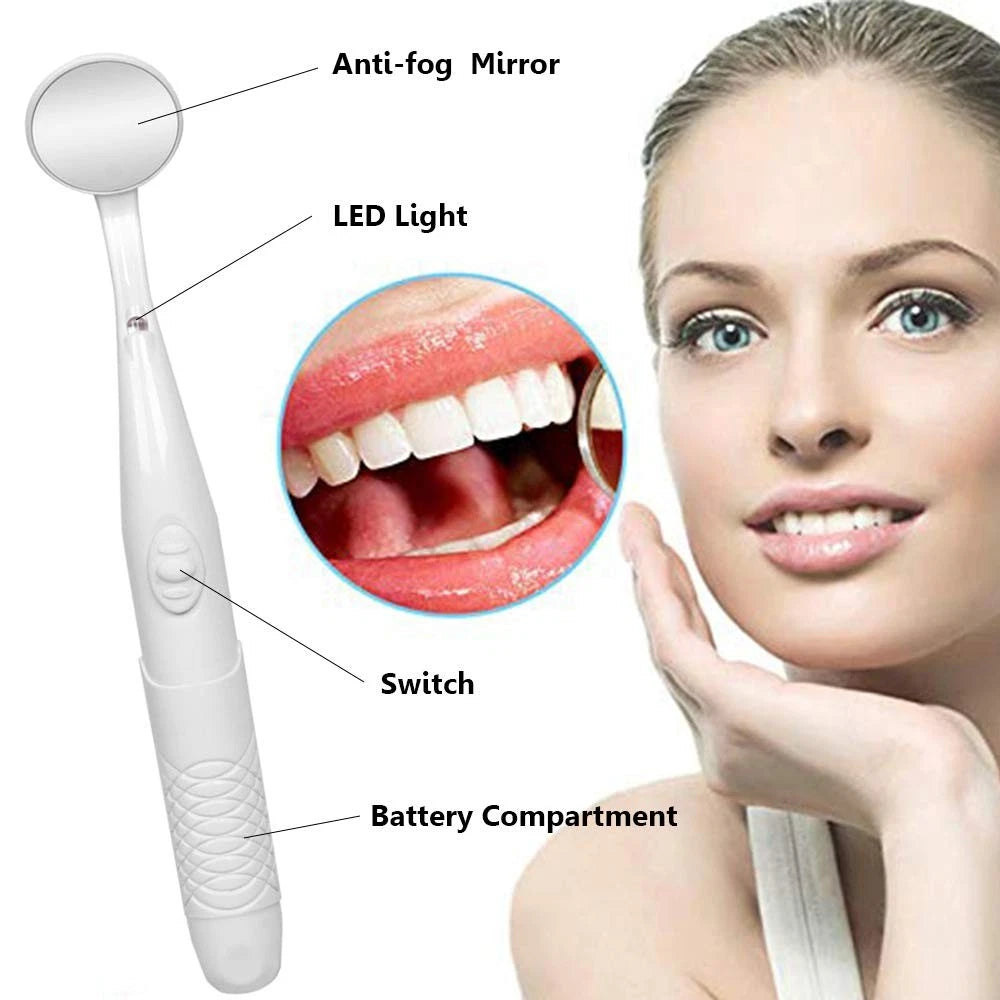 ffresiss Dental Mirror with Light,Teeth Inspection LED 5.9"L x 0.9"W, Silver