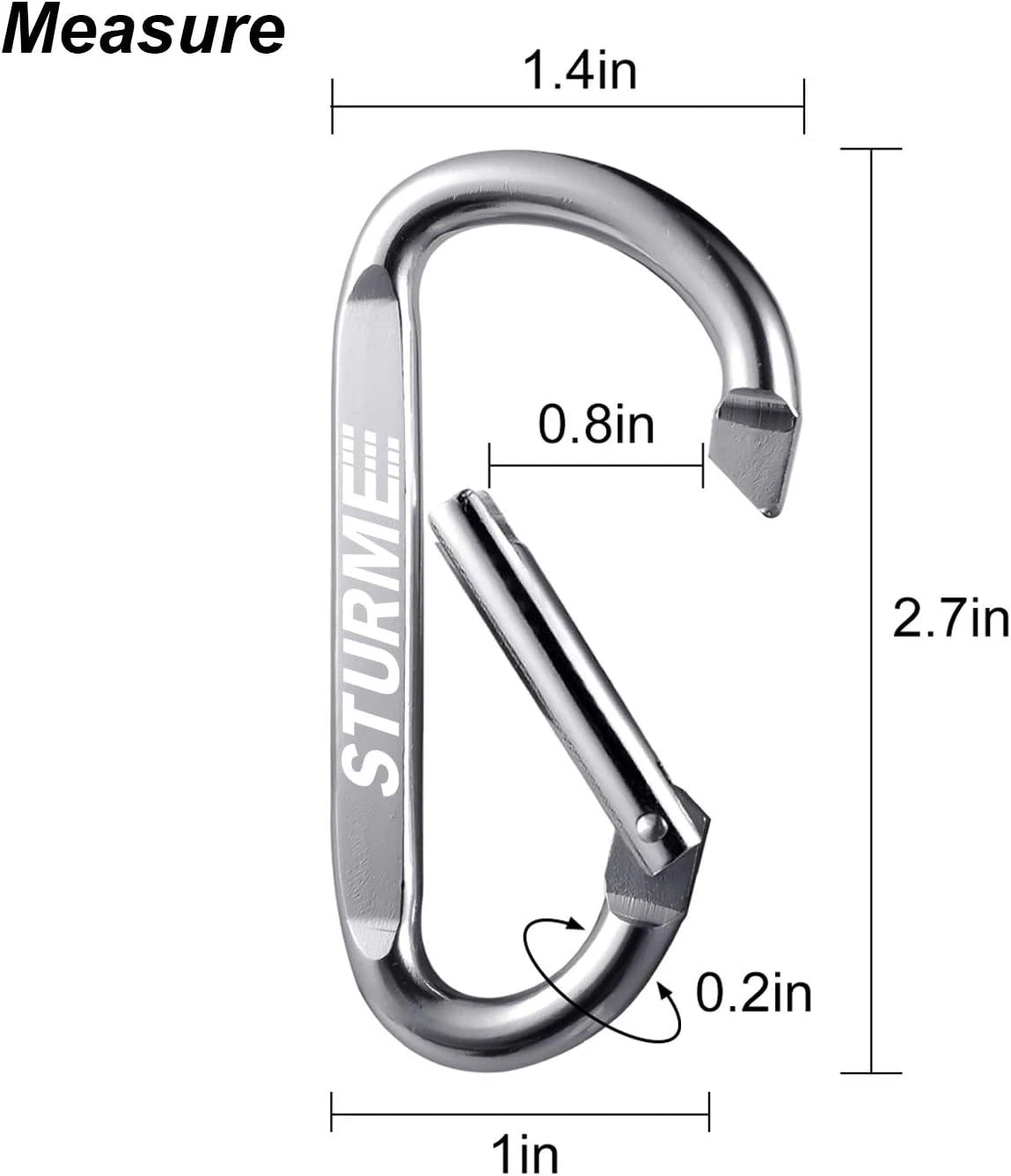 20pcs 2.7" Carabiner Clip Durable Carabeaner Hooks 2.7'', Black