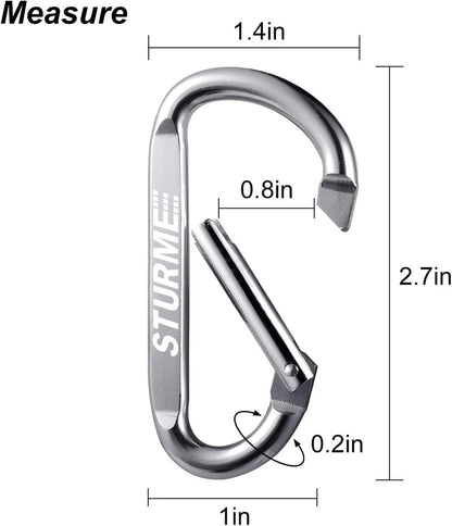 20pcs 2.7" Carabiner Clip Durable Carabeaner Hooks 2.7'', Black