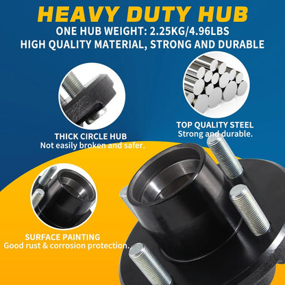 GREPSPUD 1 Set 4 on 4'' Trailer Hub 4x4'' Kit for 2000 lbs Axle - 1Set