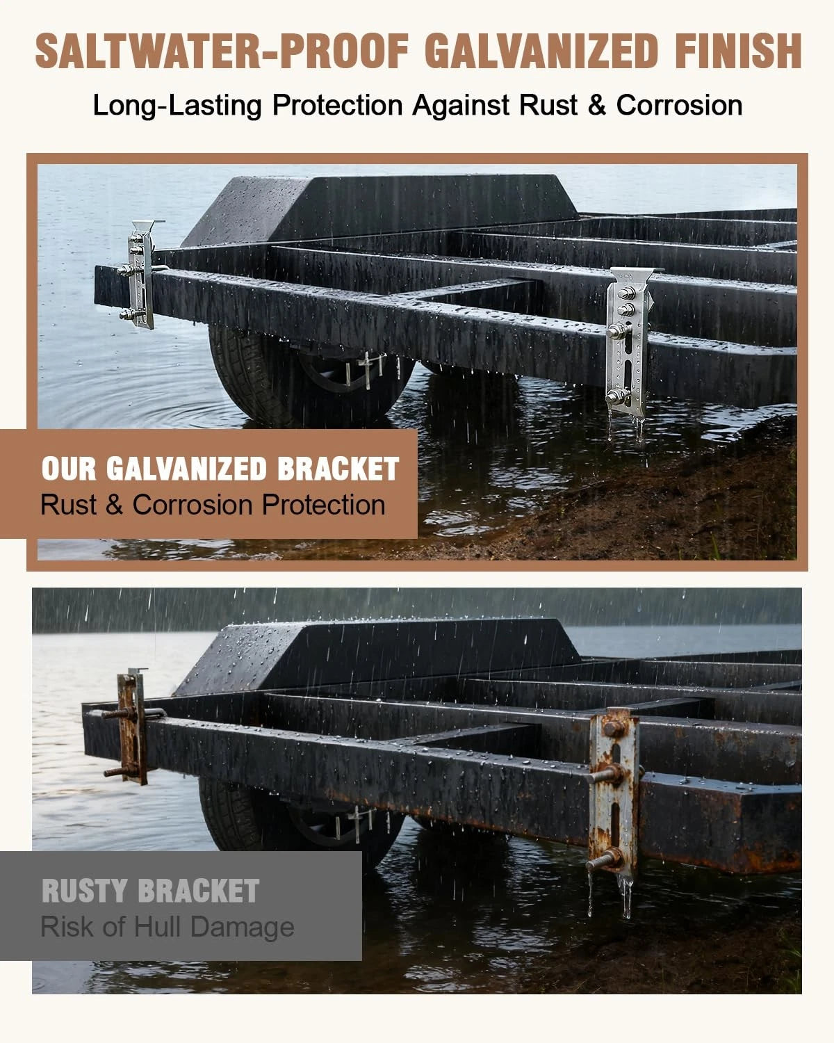 Toplamper Upgraded Boat Trailer Bunk Brackets Galvanized Bunks Bracket for...