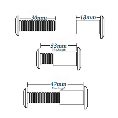 20pcs M6 Furniture Joint Connector Bolt & Cap Nut Kit Use for 30MM, Silver