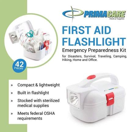 Primacare KB-9005 First Aid Flashlight Emergency 42 Piece Set, White