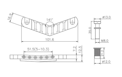 Guyker Guitar Stop Bar Tailpiece with Anchors and Studs Replacement Golden