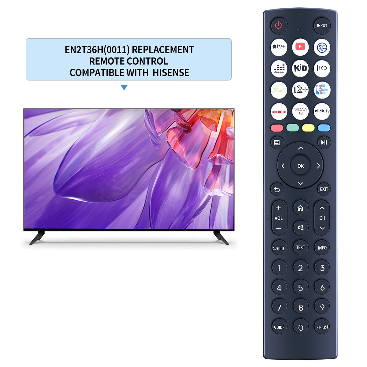 Remote Control For Hisense 40" Class A4 Series LED Full HD Smart Vidaa TV 40A4KV
