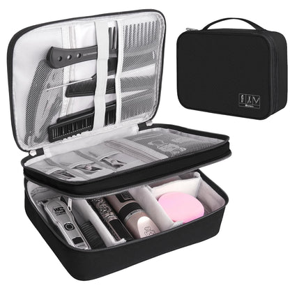 AIHOPESTO Barber Case Tool Bags clipper Bag Double-layer, Black