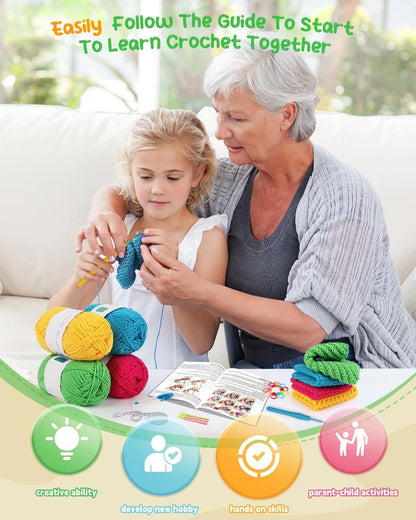 Katech Crochet Kit for Beginners, Dishcloth Small to Medium, Colorful