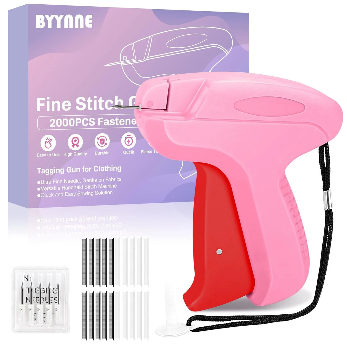 Stitch Gun for Clothes - Handheld Quick Clothing Fixer - Tagging Pink Red