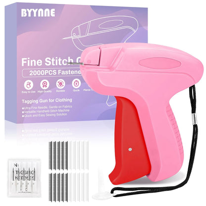 Stitch Gun for Clothes - Handheld Quick Clothing Fixer - Tagging Pink Red