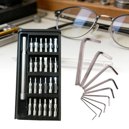 33 in 1 Precision Screwdriver Set with 9Pcs L-Shaped Hex Key Set, ‎silver
