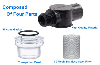 Twist-On Pipe Water Pump Strainer,RV 3 x 17/8 x 2 1/2 inch, Black