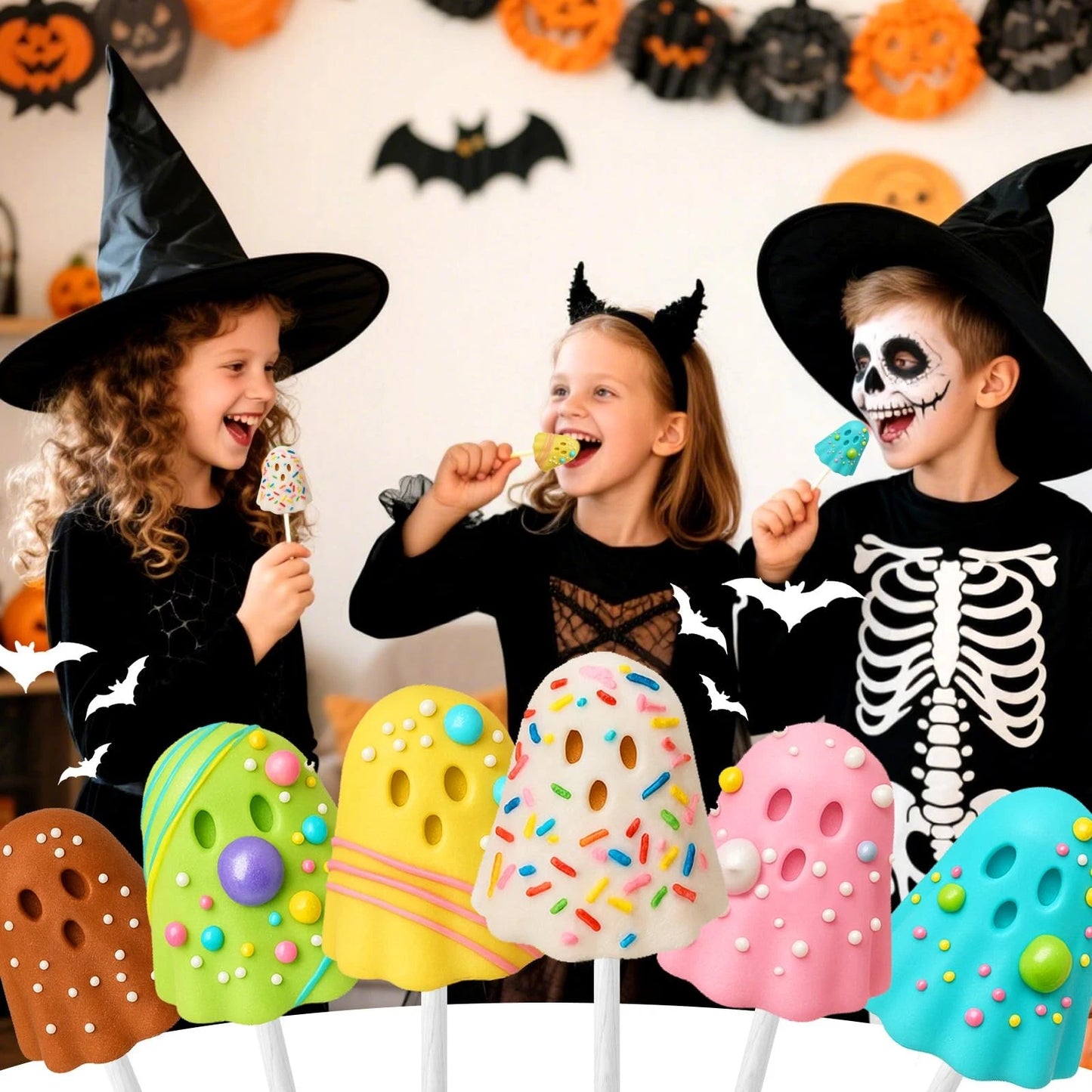 2PCS Halloween Ghost Cake Pop Mold, 12 Cavity flower,