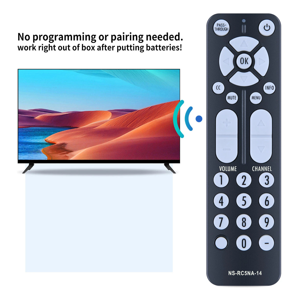NS-RC5NA-14 Remote Control For Insignia Digital Analog TV Converter Box NS-DXA2